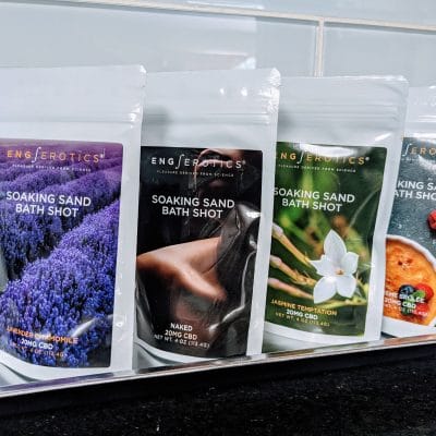 Four bath shot pouches